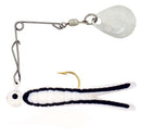 H&H Cajun Grub Spin 1/8 Nick-White Black Stripe 12/Card